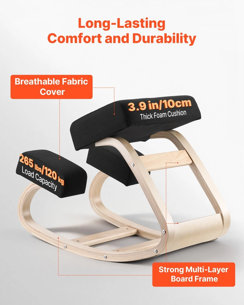 VEVOR Ergonominė klūpėjimo kėdė iš medžio