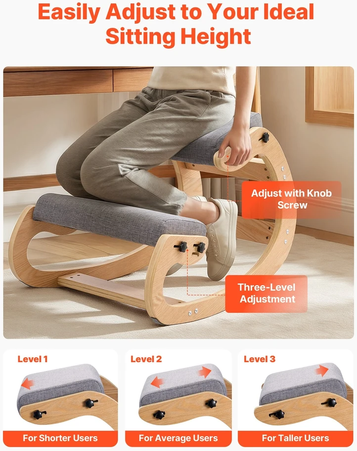 VEVOR Ergonomiška klūpėjimo kėdė pilka