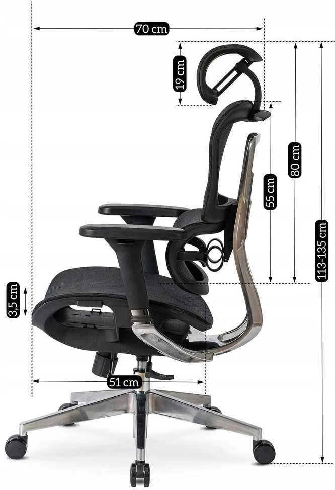 Ergonominė sukamoji biuro kėdė NINO, juoda