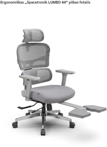 Ergonomiškas „Spacetronik LUMBO 44“ pilkas fotelis