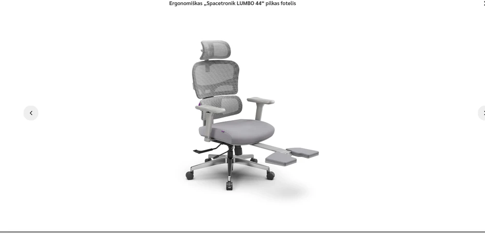 Ergonomiškas „Spacetronik LUMBO 44“ pilkas fotelis