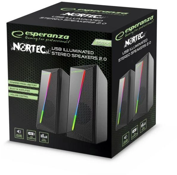 ESPERANZA 2.0 USB LED Vaivorykštiniai Garsiakalbiai NORTEC EGS106