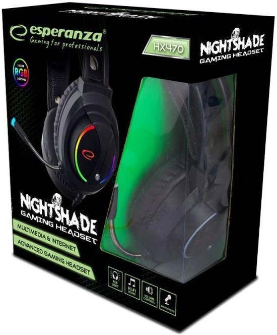 ESPERANZA AUSINĖS SU MIKROFONU ŽAIDĖJAMS NIGHTSHADE EGH470