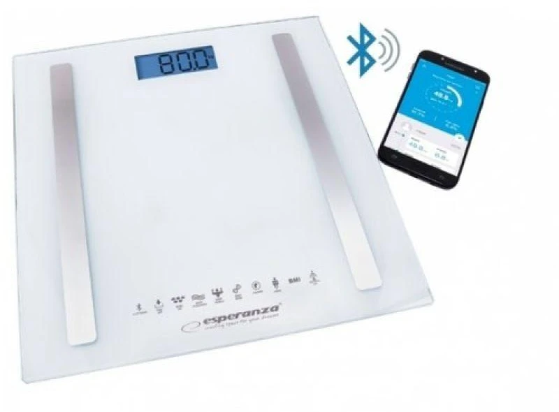 Svarstyklės su „Bluetooth“ funkcija Esperanza B.FIT EBS016W (baltos spalvos)