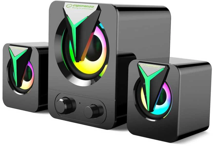 Kompiuterio kolonėlės EGS107 Esperanza garsiakalbiai 2.1 usb led vaivorykštinis sopranas