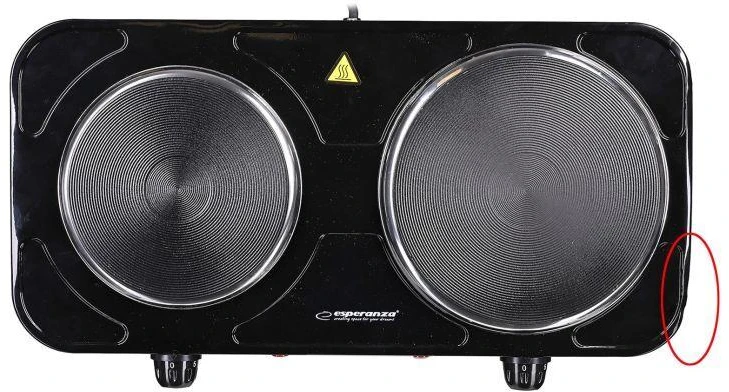 Elektrinė Kaitlentė - Esperanza EKH014K 2 Zona 2500W 5 Galingumo Lygiai Juoda