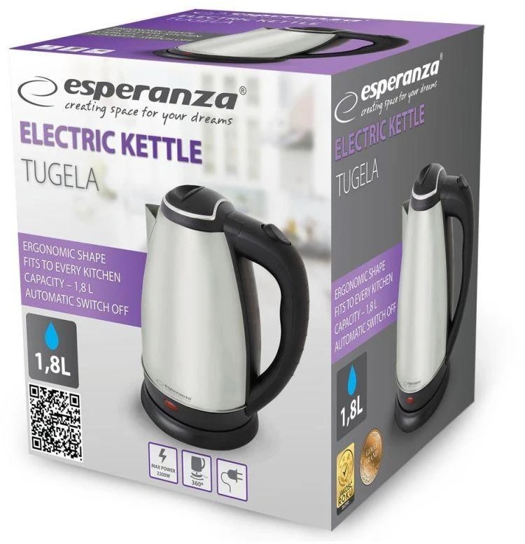 Elektrinis Virdulys - Esperanza EKK104X 1,8 L Juoda, Multi Spalvos 2200 W
