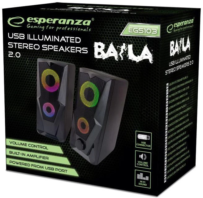 Kompiuterio kolonėlės Garsiakalbis - Esperanza BAILA Laidinis 6W 160-20000Hz 1.2m Juodas