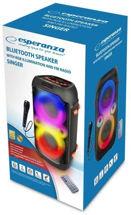 ESPERANZA Garsiakalbis BT FM LED RGB KARAOKE DAINININKAS EP156