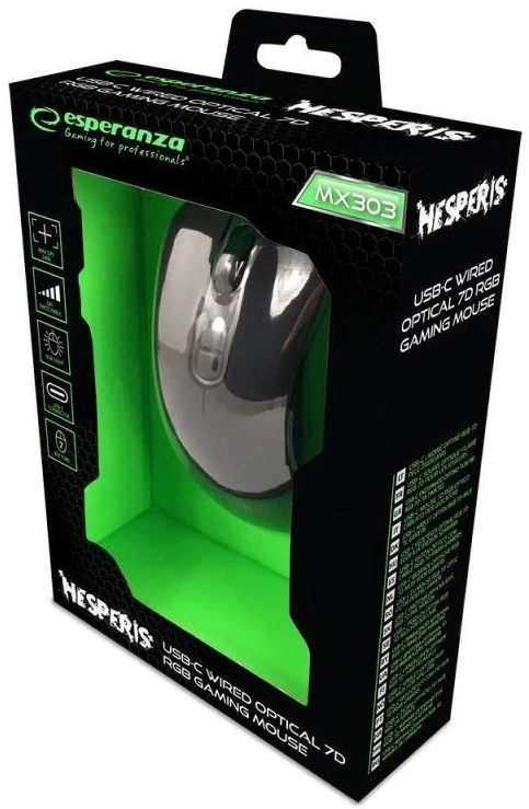Ausinės ESPERANZA HESPERIS 7D LAIDINĖ ŽAIDIMŲ PELĖ SU USB-C EGM303