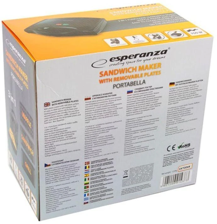 Sumuštinių keptuvas Esperanza EKT006K sandwich maker 700 W Juodas