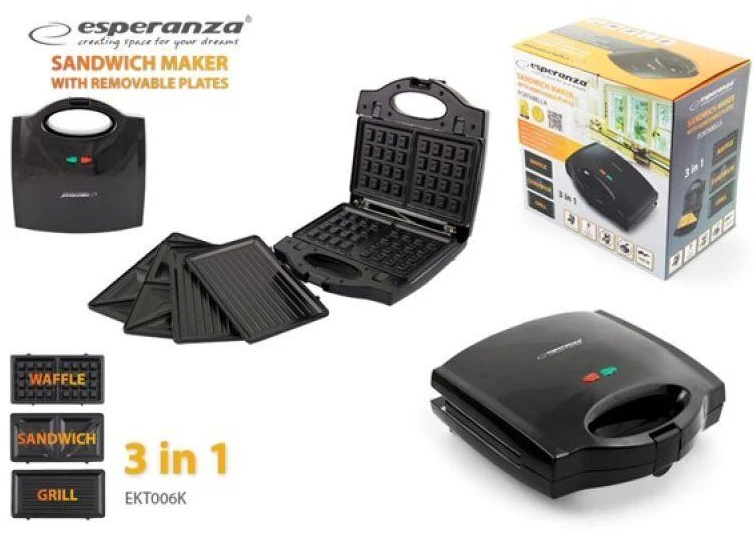 Sumuštinių keptuvas Esperanza EKT006K sandwich maker 700 W Juodas