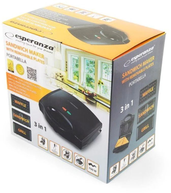 Sumuštinių keptuvas Esperanza EKT006K sandwich maker 700 W Juodas