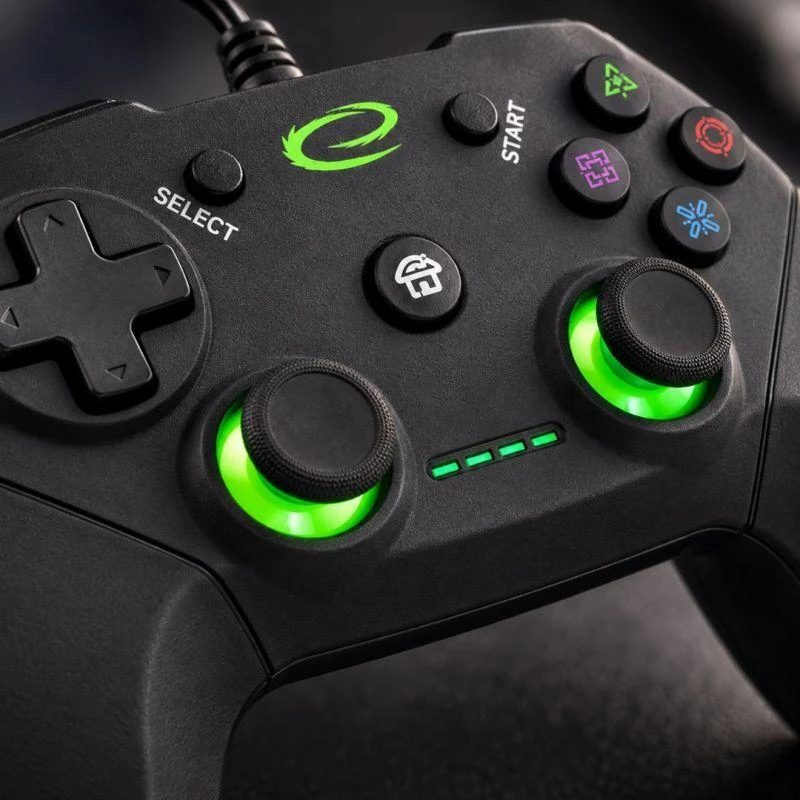 Gamepad Esperanza Vanquisher EGG110K (PC, PS3, juodos spalvos, žalias color)