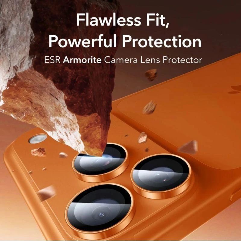 ESR Armorite Camera Lens Glass for iPhone 17 Pro / Max / 15 Pro / Max / 16 Pro / Max / 17 Pro / Max - Oranžinis