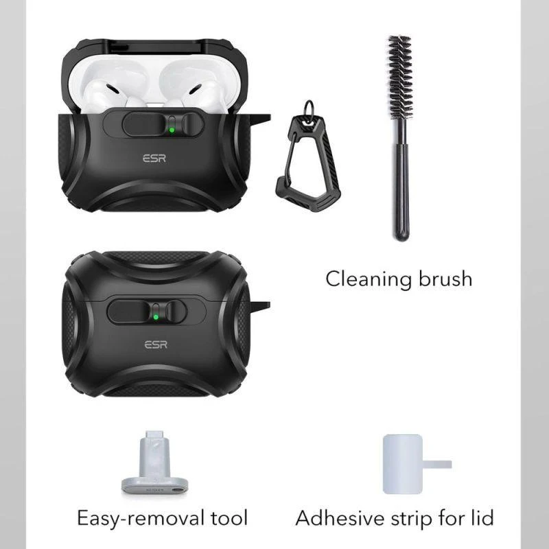 ESR Cyber ​​​​FlickLock MagSafe dėklas, skirtas AirPods Pro 3 - Juodas