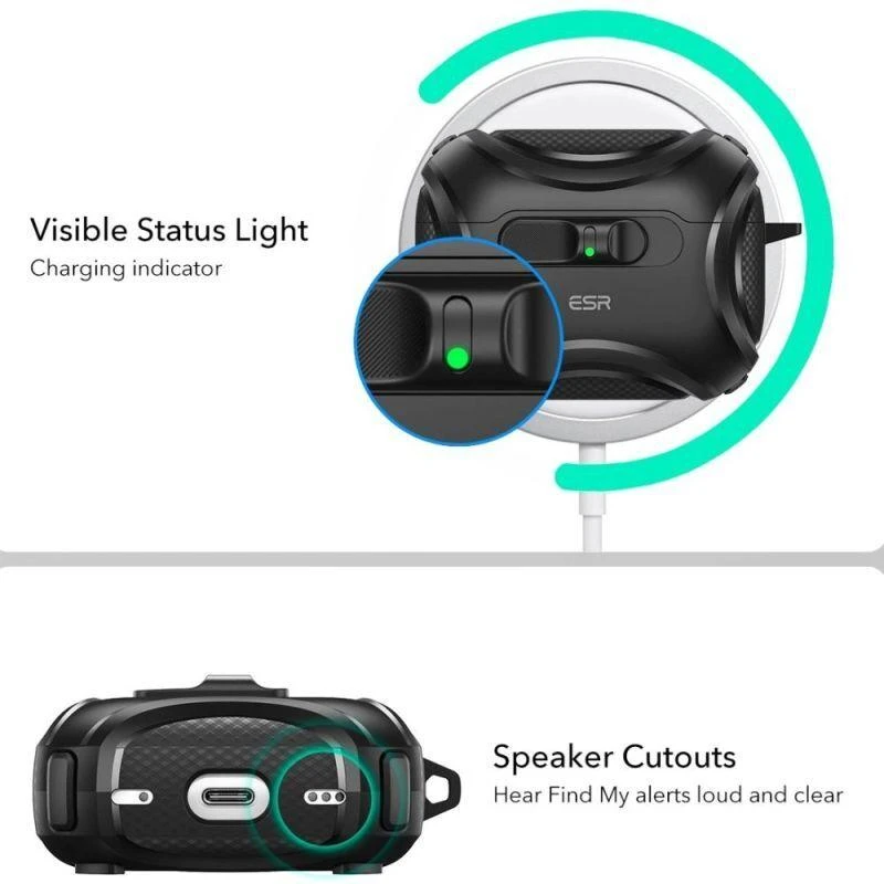 ESR Cyber ​​​​FlickLock MagSafe dėklas, skirtas AirPods Pro 3 - Juodas