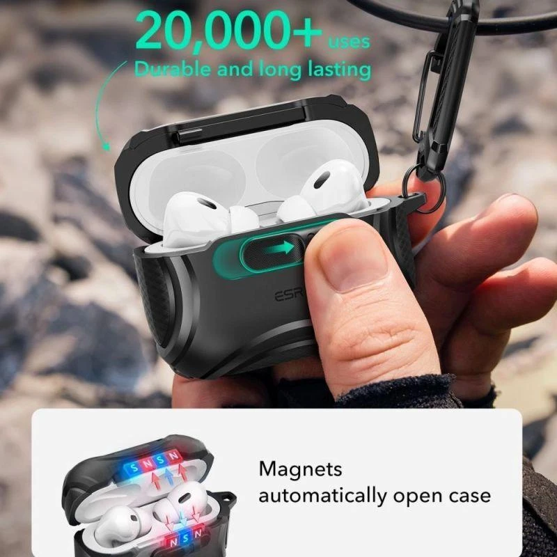 ESR Cyber ​​​​FlickLock MagSafe dėklas, skirtas AirPods Pro 3 - Juodas