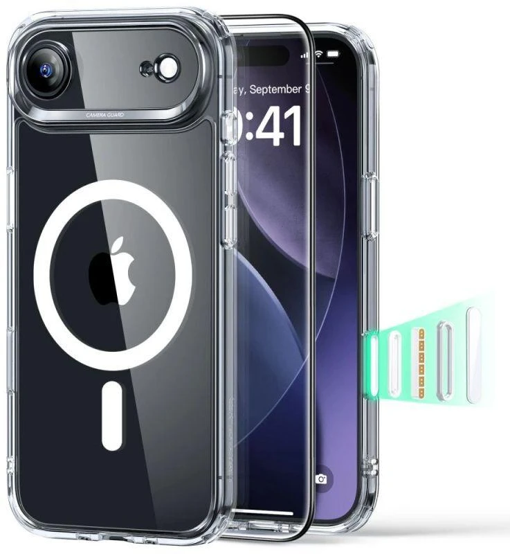 ESR Classic Hybrid Magsafe ir grūdinto stiklo iPhone 17 apsauginis stikliukas, skaidrus