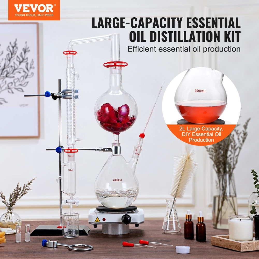 Vevor Eterinio aliejaus distiliavimo rinkinys, 2000 ml