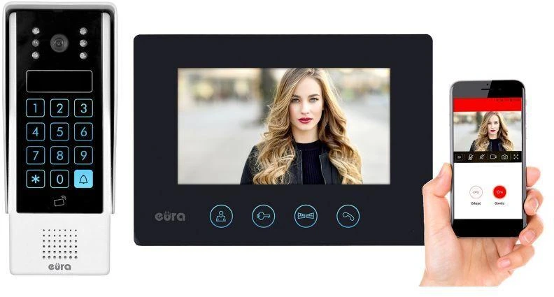 EUA WIDEODOMOFON EURA VDP-90A3 DELTA + juoda monitorius TUYA