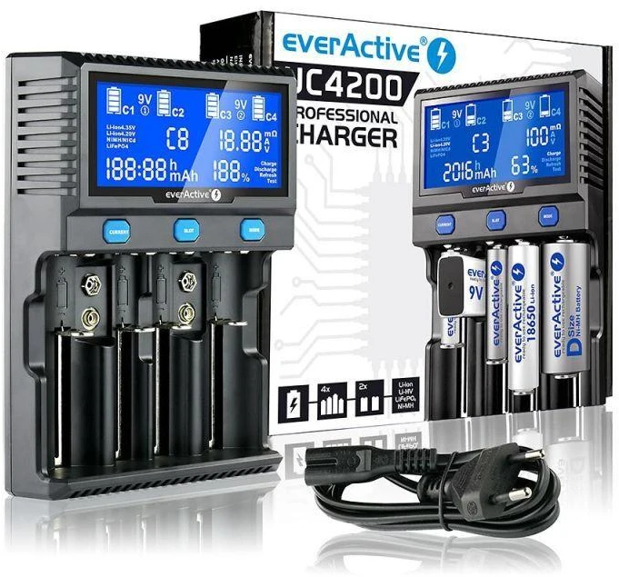 EVERACTIVE Kroviklis skirtas Li-Ion ir Ni-MH cilindrinėms baterijoms UC4200
