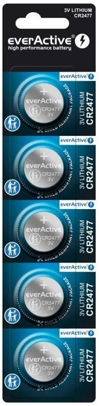 Ausinės EVERACTIVE Li-jonų baterija CR2477, 5 vnt. lizdinėje pakuotėje, CR24775BL