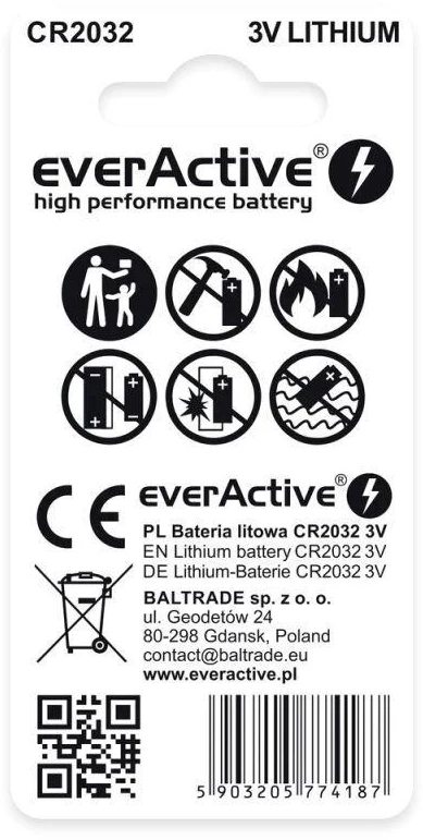 EVERACTIVE MINI CR2032 ličio baterijos, 2 vnt. lizdinėje pakuotėje CR20322BL