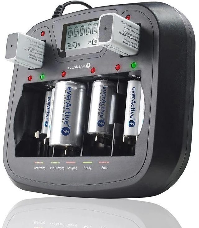 everActive universalus 4 etapų AA AAA C D 9V elementų įkroviklis NC-900U