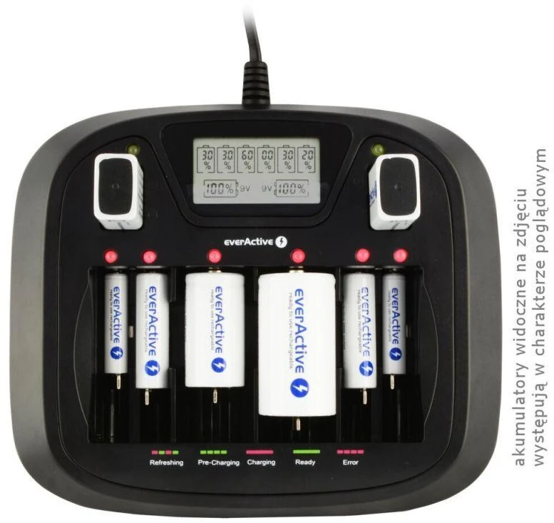 everActive universalus 4 etapų AA AAA C D 9V elementų įkroviklis NC-900U