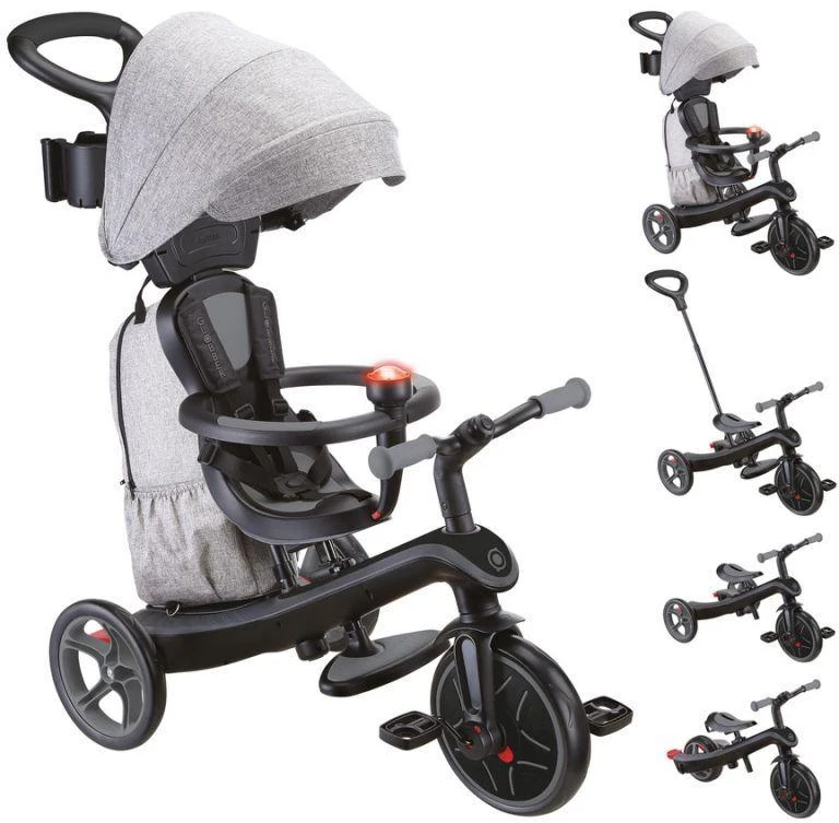 Daugiafunkcinis triratukas Globber Explorer Trike 4in1, pilkas, 633-120