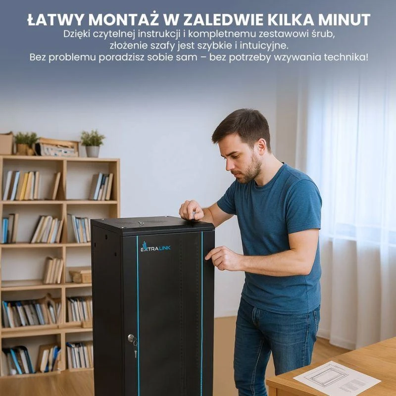 Extralink EX.7263-12U 600x450 Juoda | Spinta stovas | montuojamas ant sienos