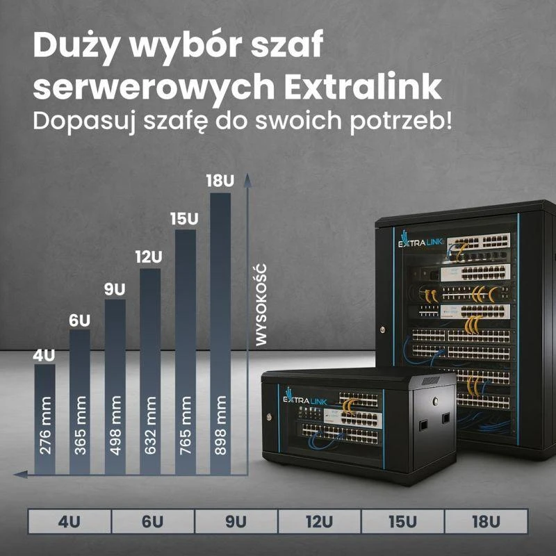 EXTRALINK 18U 600X450 ant sienos montuojama spintelė juodas