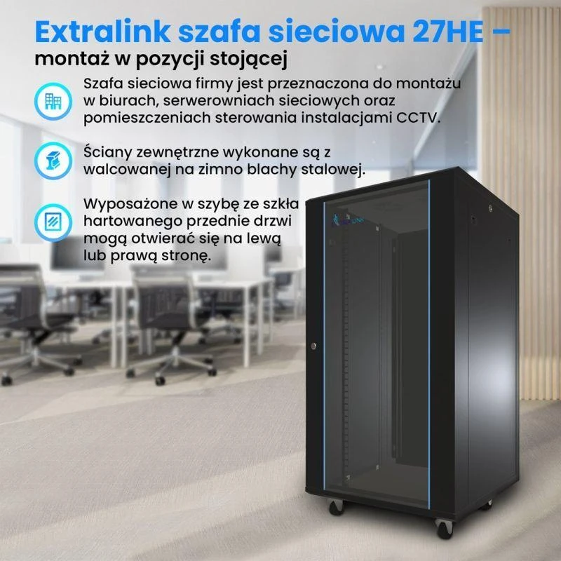 EXTRALINK 27U 600X800 stovima spintelė juodas