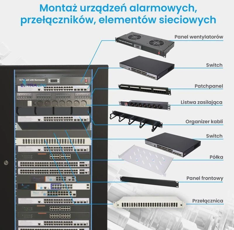 Extralink 27U 600x600 juoda | Rack tipo spintelė | pastatoma ant grindų