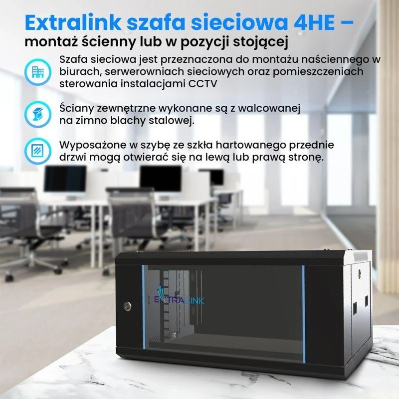 EXTRALINK 4U 600X450 19" RACK CABINET Juodas