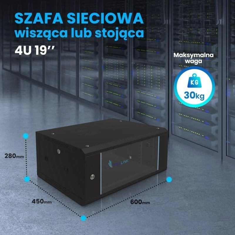 EXTRALINK 4U 600X450 19" RACK CABINET Juodas