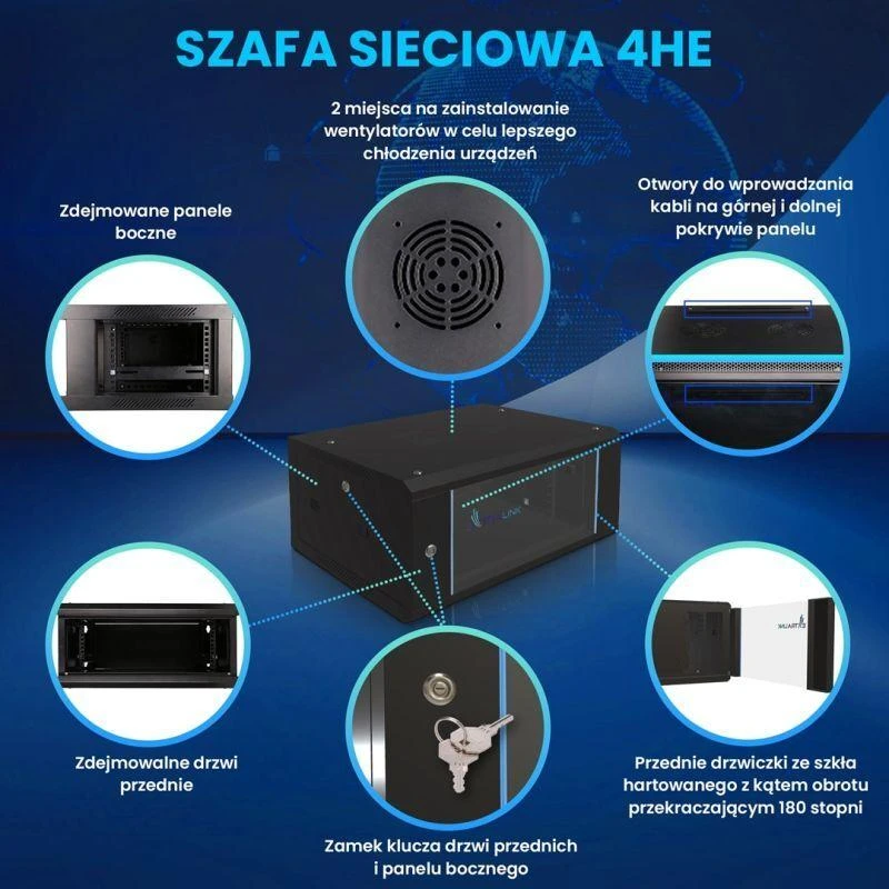 EXTRALINK 4U 600X450 19" RACK CABINET Juodas