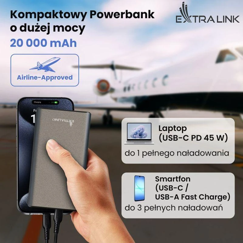 Atsarginis maitinimo šaltinis ("Power Bank") Atsarginis maitinimo šaltinis ("Power Bank") ExtraLink EPB-126 20000mAh
