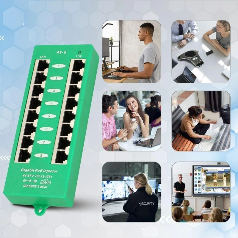 EXTRALINK aktyvus PoE purkštukas 8 prievadų gigabit 802.3af/at režimu A