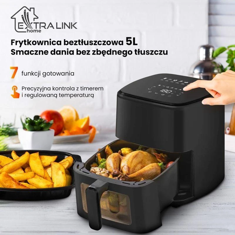 Extralink Home SJ-500 5L Vienas 1500 W Karšto oro gruzdintuvė Juoda