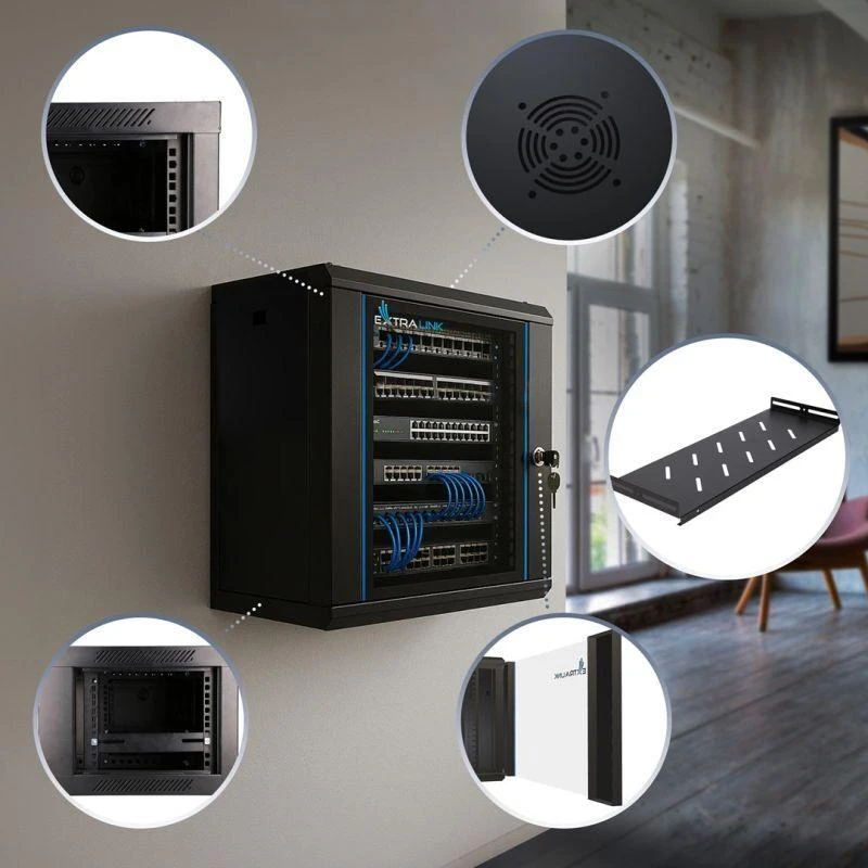 „Extralink Lite“ 12U 530X400 prie sienos montuojama spintelė, juoda