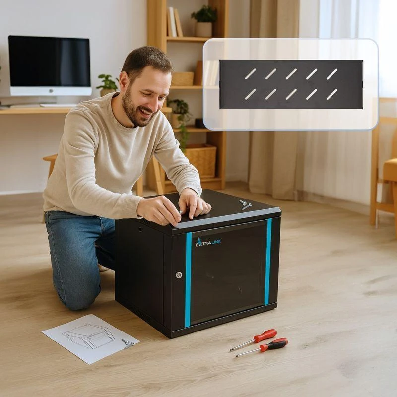 „Extralink Lite“ 12U 530X400 prie sienos montuojama spintelė, juoda