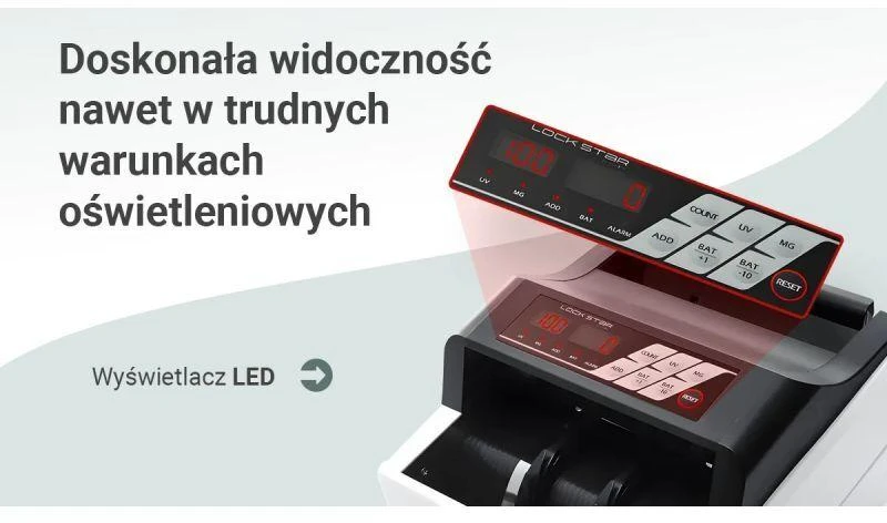 Extralink LOCKSTAR PROFESJONALNA LICZARKA NOMINALOWA DO BANKNOTÓW UV, IR, MG X-300 Banknotų skaičiavimo mašina Balta