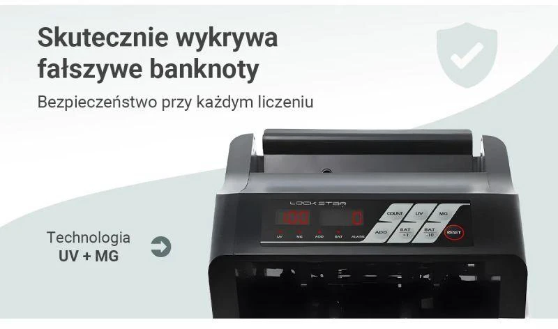 Extralink LOCKSTAR PROFESJONALNA LICZARKA NOMINALOWA DO BANKNOTÓW UV, IR, MG X-300 Banknotų skaičiavimo mašina Balta