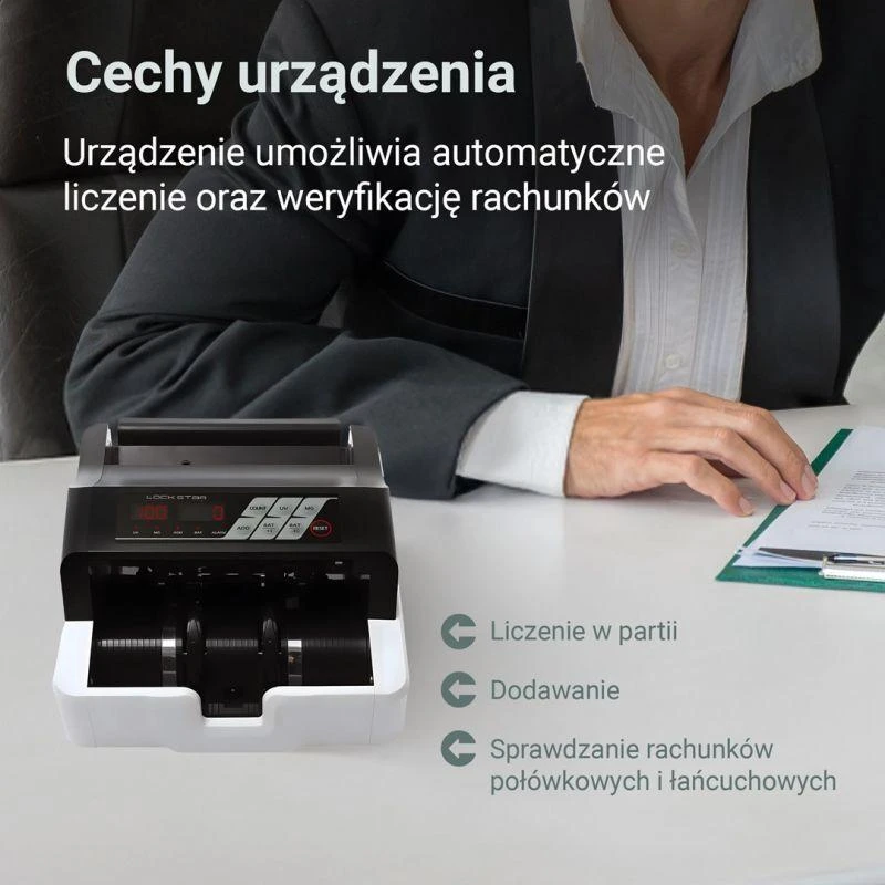 Extralink LOCKSTAR PROFESJONALNA LICZARKA NOMINALOWA DO BANKNOTÓW UV, IR, MG X-300 Banknotų skaičiavimo mašina Balta
