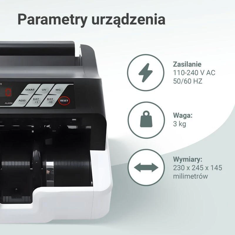 Extralink LOCKSTAR PROFESJONALNA LICZARKA NOMINALOWA DO BANKNOTÓW UV, IR, MG X-300 Banknotų skaičiavimo mašina Balta