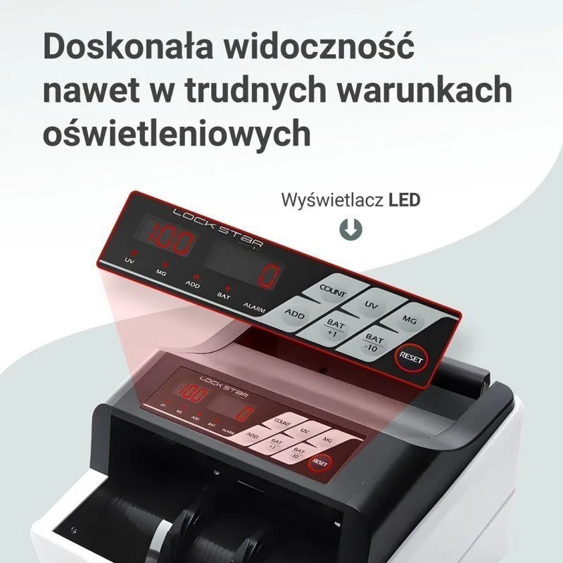 Extralink LOCKSTAR PROFESJONALNA LICZARKA NOMINALOWA DO BANKNOTÓW UV, IR, MG X-300 Banknotų skaičiavimo mašina Balta