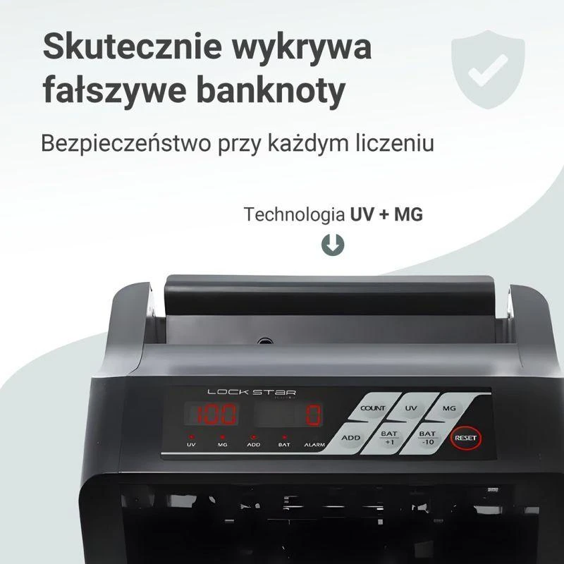 Extralink LOCKSTAR PROFESJONALNA LICZARKA NOMINALOWA DO BANKNOTÓW UV, IR, MG X-300 Banknotų skaičiavimo mašina Balta