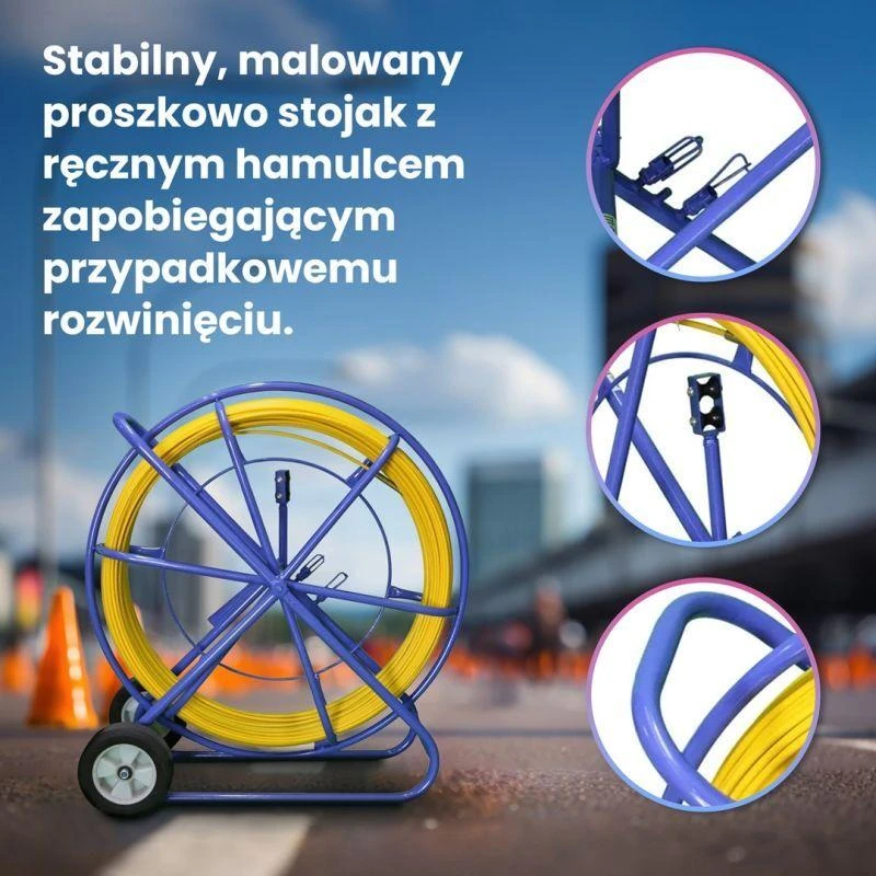 Extralink Pilot kabelių ievėrimo trosas 9 mm, 300 m, stiklo pluoštas (FRP), skersmuo 9 mm, ilgis 300 m, geltonas